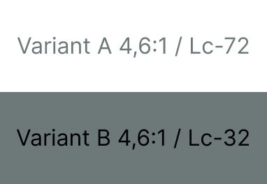 The illustration shows two examples (A and B) with 16px large text in normal weight, both variants have 4.6 to 1 in contrast.